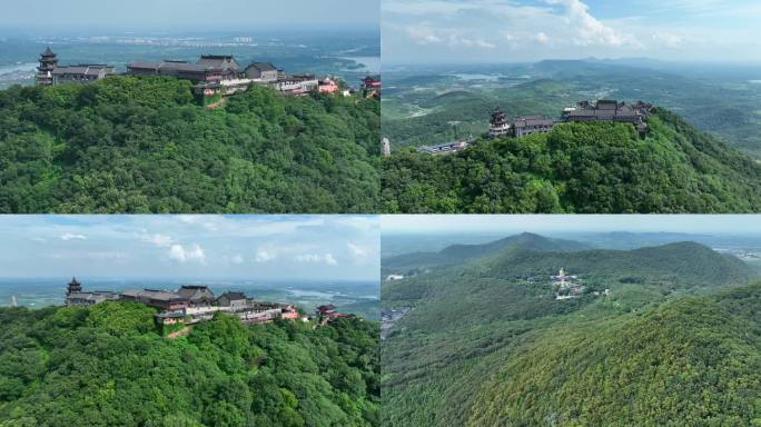 句容茅山航拍茅山茅山风景区道观山顶寺庙