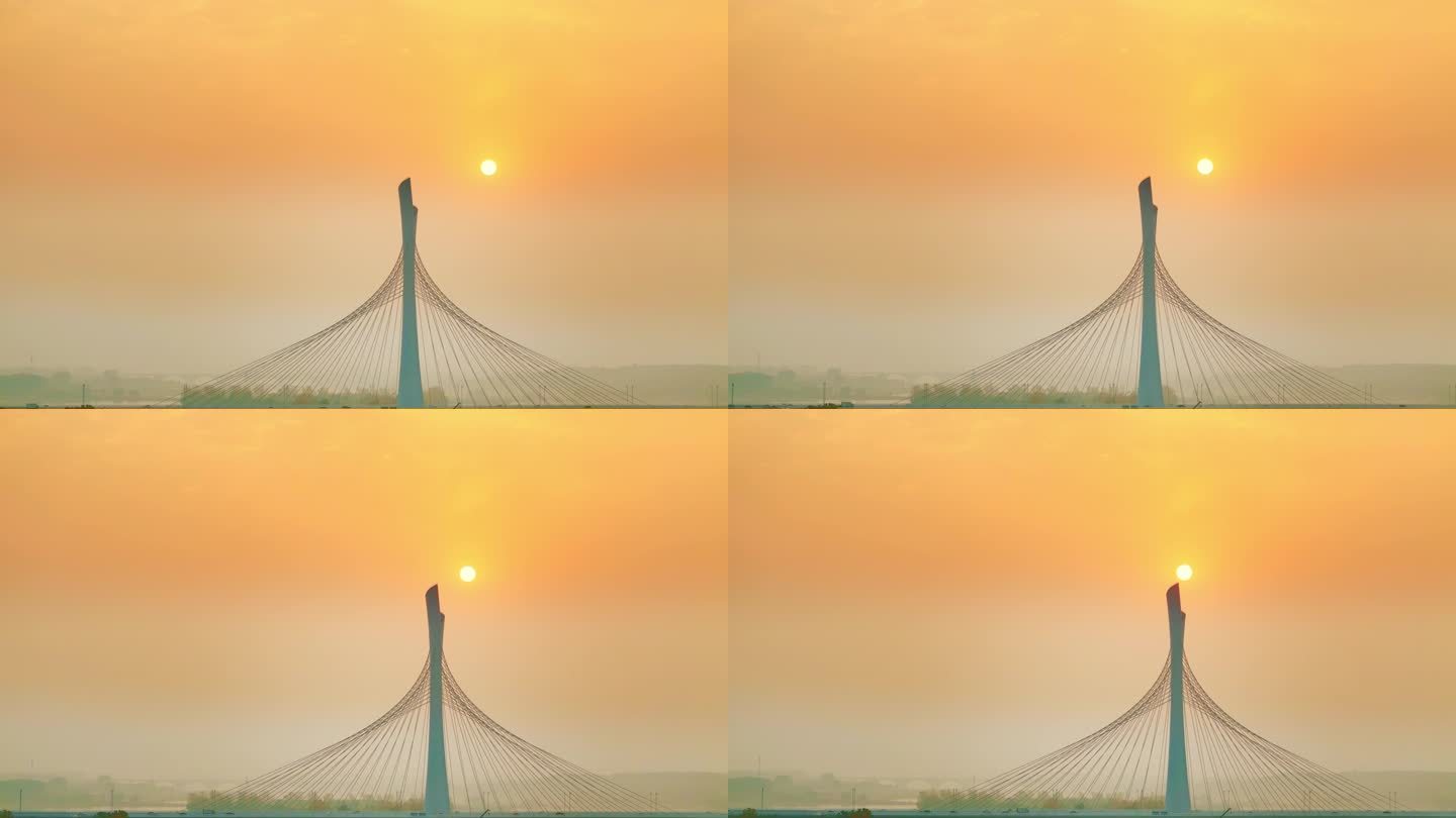 石家庄滹沱河大桥秋天日出航拍