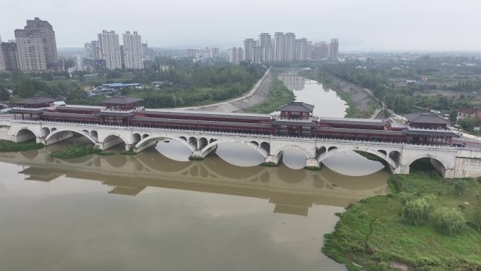 汉中市濂水河廊桥4K航拍