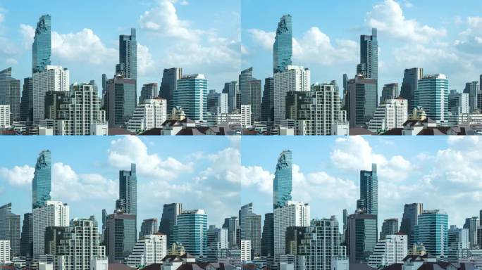 泰国曼谷的延时高层建筑。