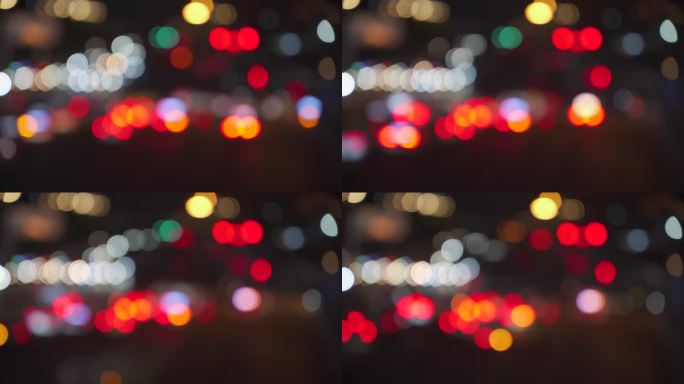 城市夜景霓虹光斑街道车流光点五彩斑斓