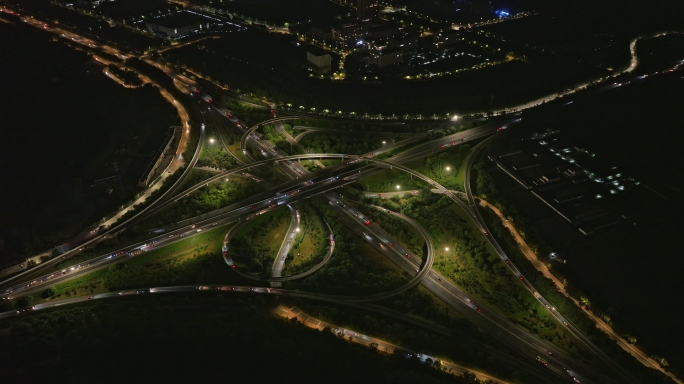 航拍北京百葛桥夜景