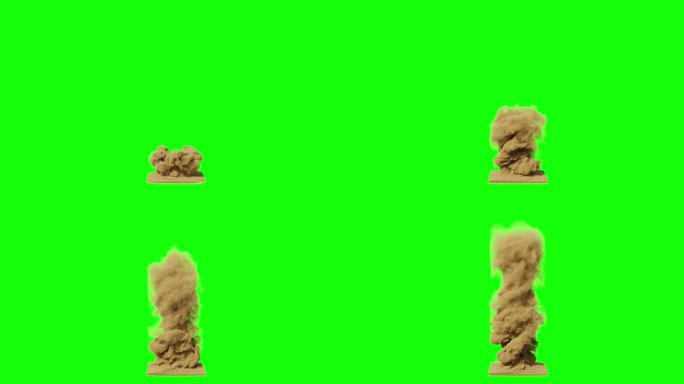 沙子龙卷风。绿色背景上的沙尘暴。三维动画的沙龙卷风。沙龙卷风的形成