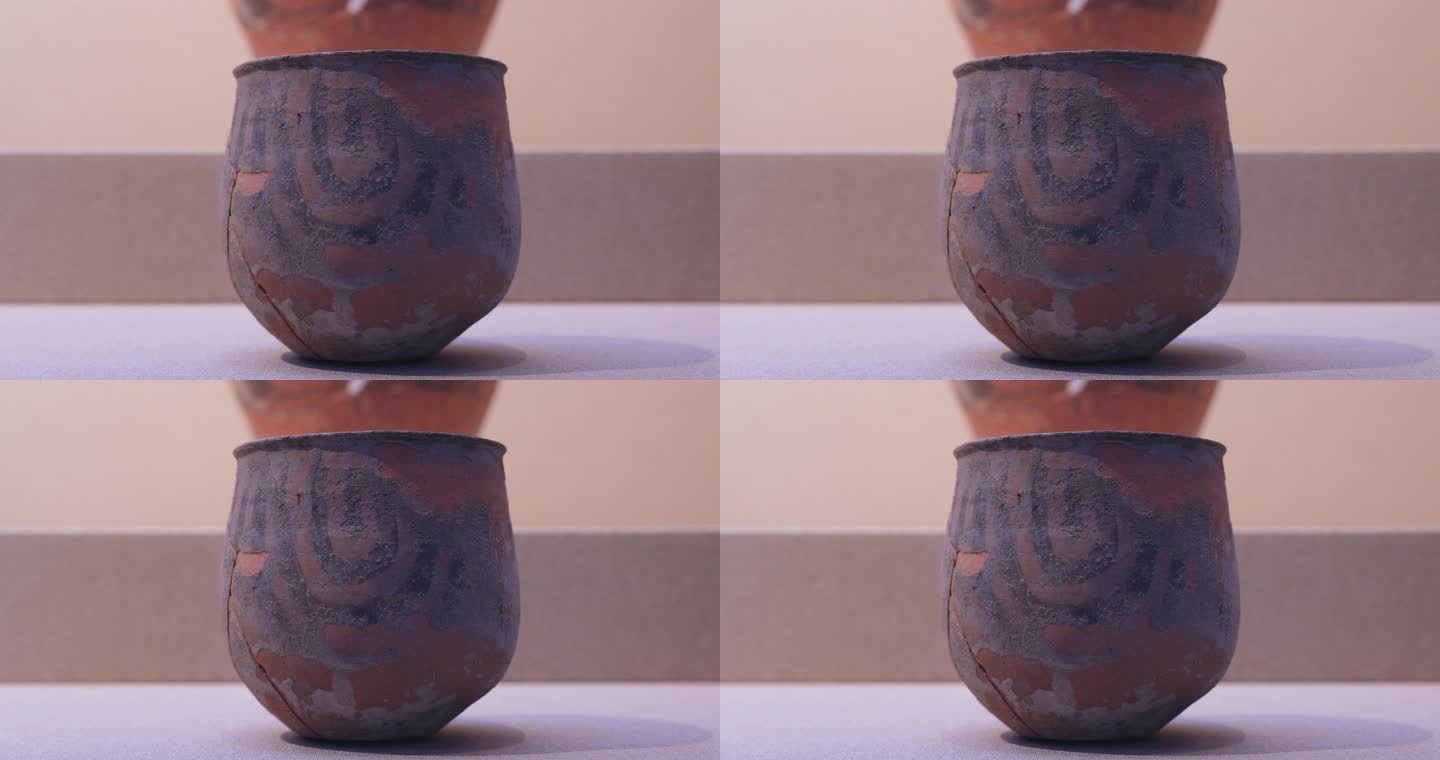 4k拍摄红山文化博物馆垂弧纹彩陶罐