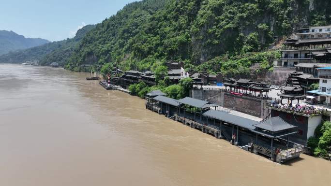 湖北宜昌三峡人家航拍全景