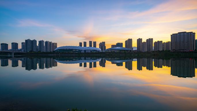 张家界城市朝霞日出延时