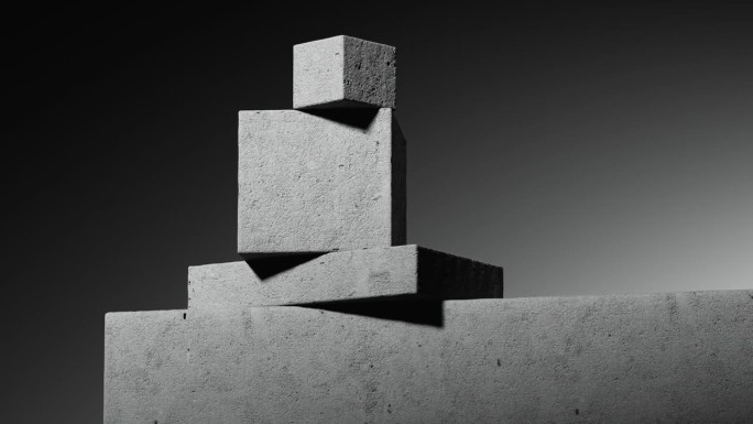 混凝土块的抽象和无序的排列。