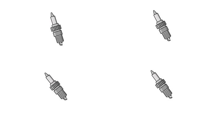 在白色背景上的火花塞形状的动画视频