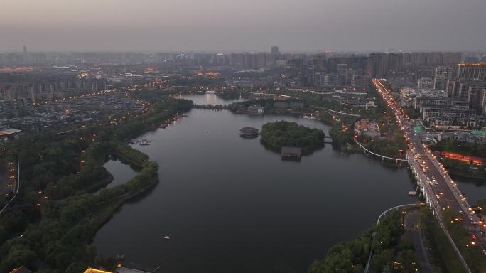 西安 曲江 南湖 w酒店 夜景 航拍