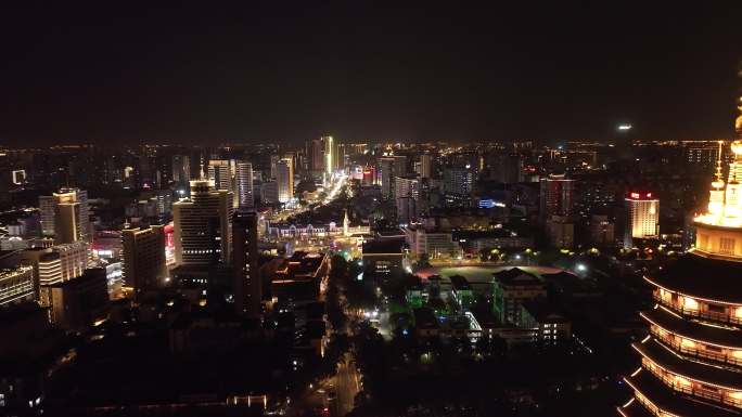 常州市中心夜景航拍