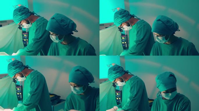 在手术室里，医生们正在做挽救生命的手术。