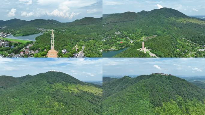 句容茅山航拍美丽乡村茅山新四军纪念碑茅山