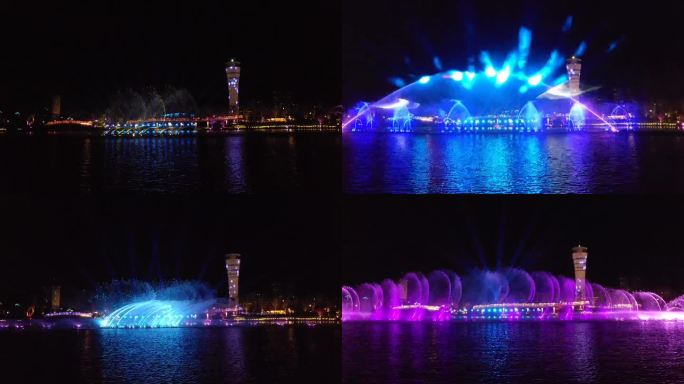 喷泉秀 水景 灯光秀 节日氛围 夜景