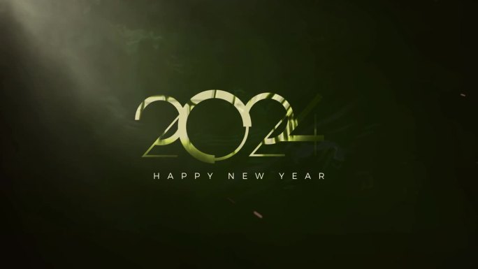 金光闪闪的新年庆典2024。以电影般的慢节奏庆祝新年。