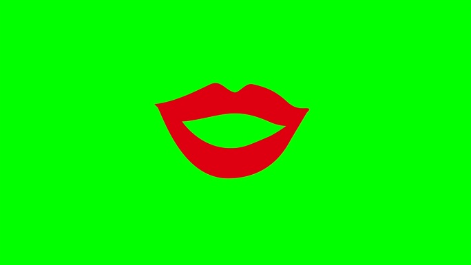动画吻红唇环上绿色色度键背景插入