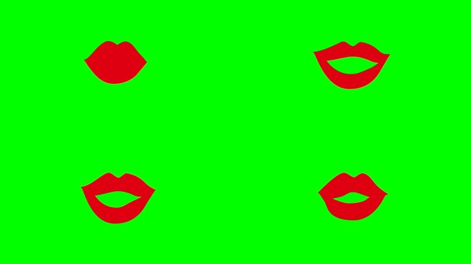 动画吻红唇环上绿色色度键背景插入