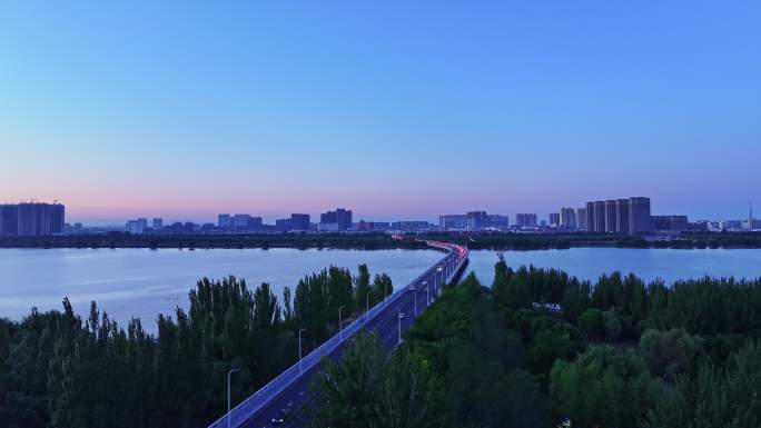 【合集】辽宁盘锦辽河盘锦大桥夜景城市航拍