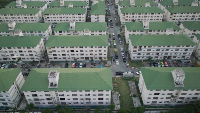 幻灯片右侧的住宅区鸟瞰图