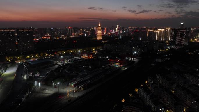 常州火车货场及城市航拍日转夜延时