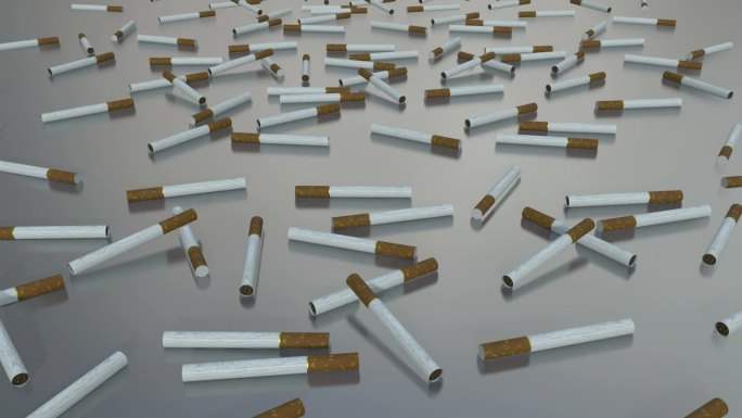 地板背景上的香烟