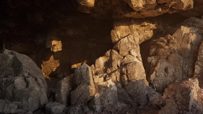 温暖的日光轻轻地照亮了岩洞里的石头地板。