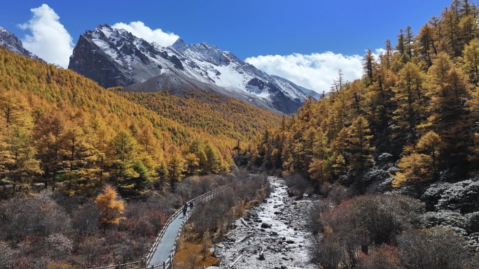 高原雪山秋景