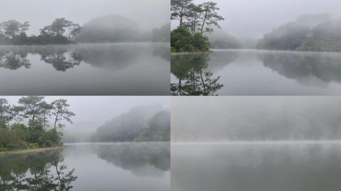 江面起雾湖水面雾气水蒸气河流意境唯美雾景