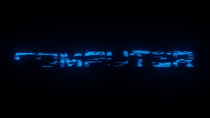 黑色背景上以蓝色照明的数字显示“计算机”的图示