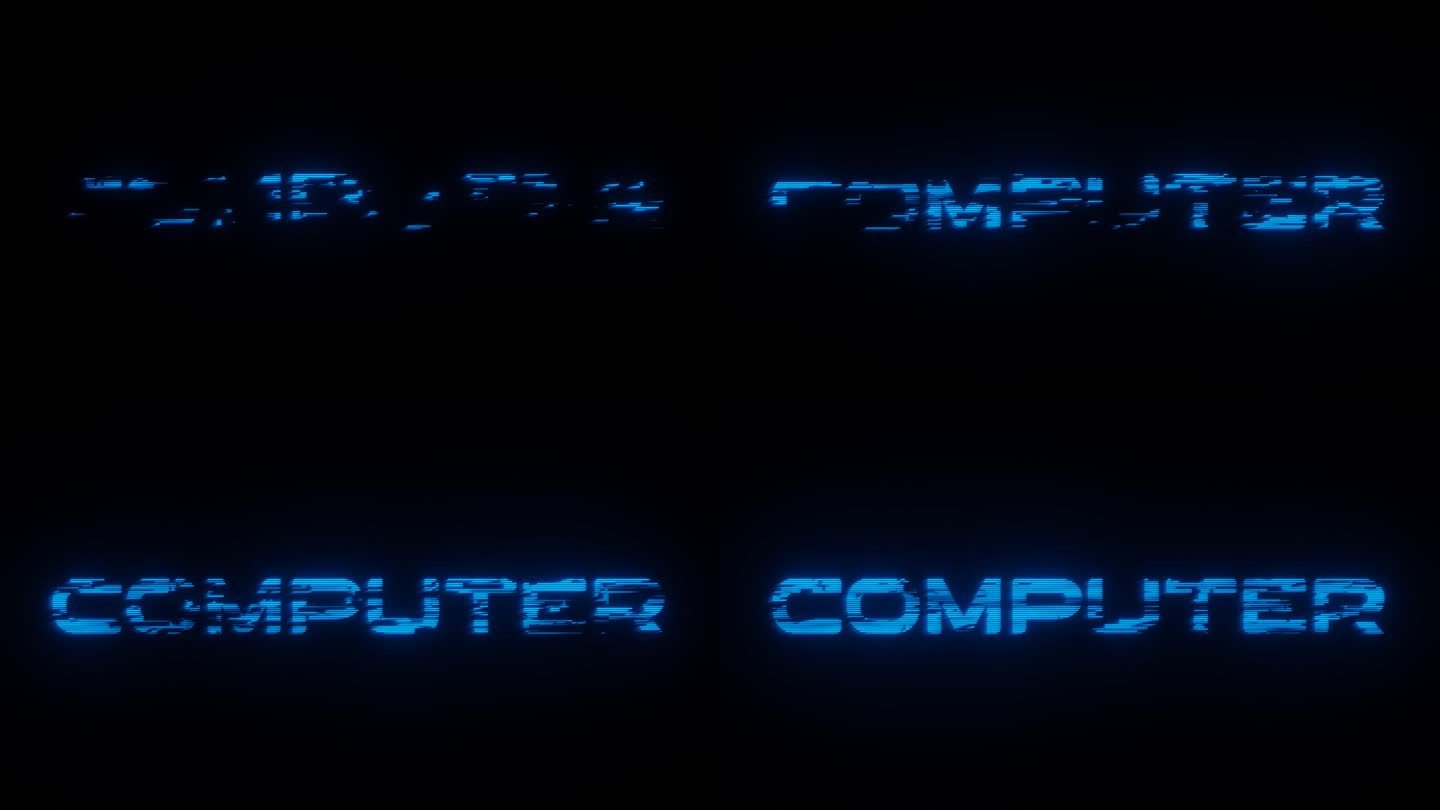 黑色背景上以蓝色照明的数字显示“计算机”的图示