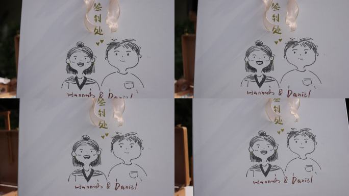 结婚婚礼签到台签到画布男女情侣卡通头像