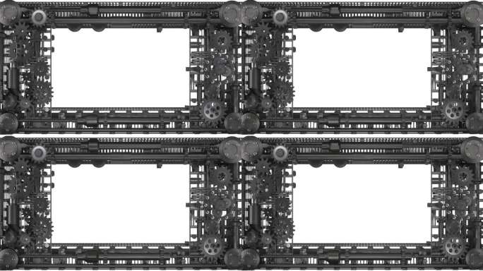金属框架，带有齿轮机构，金属风格带有划痕，抽象，蒸汽朋克背景，3d渲染