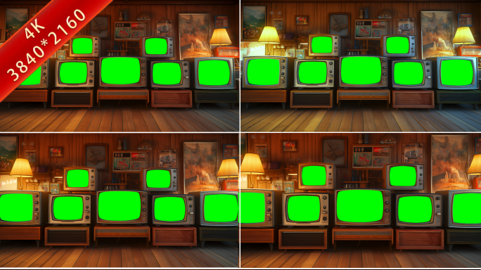 4k复古风旧电视机绿幕抠像