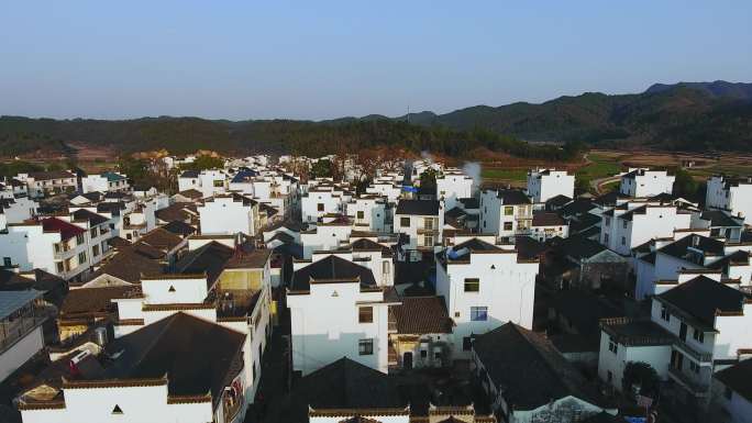 江西婺源夕阳航拍 乡村振兴 美丽乡村