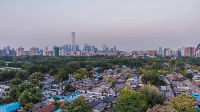 北京国贸CBD霜降节气全景夜转日天亮延时