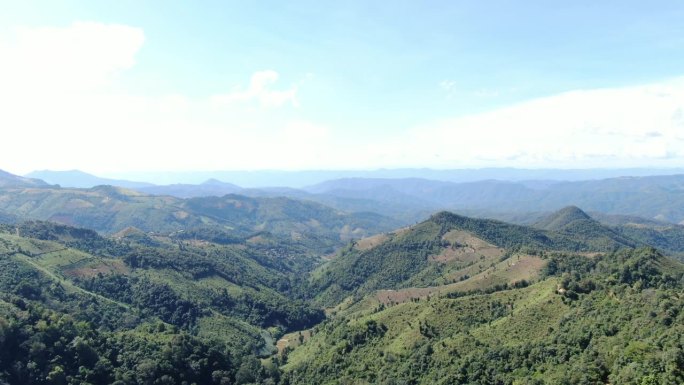 常绿山脉的自然景观。天气条件。自然与环境概念。