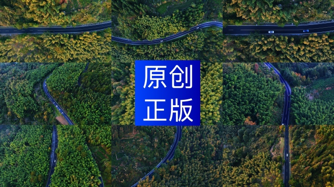 森林公路山路航拍汽车行驶公路乡村公路