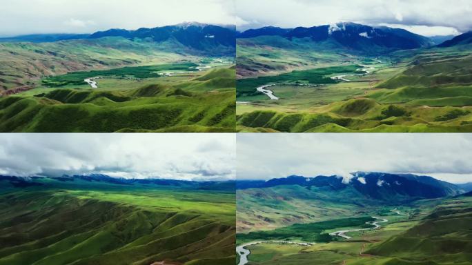 新疆内蒙峡谷草原河流云朵