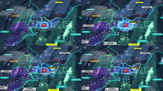 【AE动画模板】重庆南岸区地理地图交通