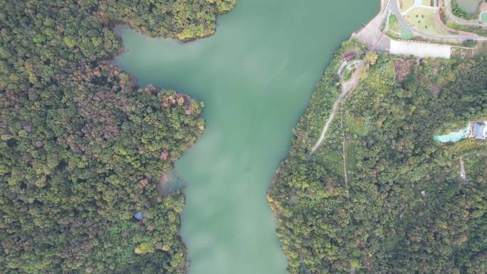 航拍南京浦口老山象山湖公园