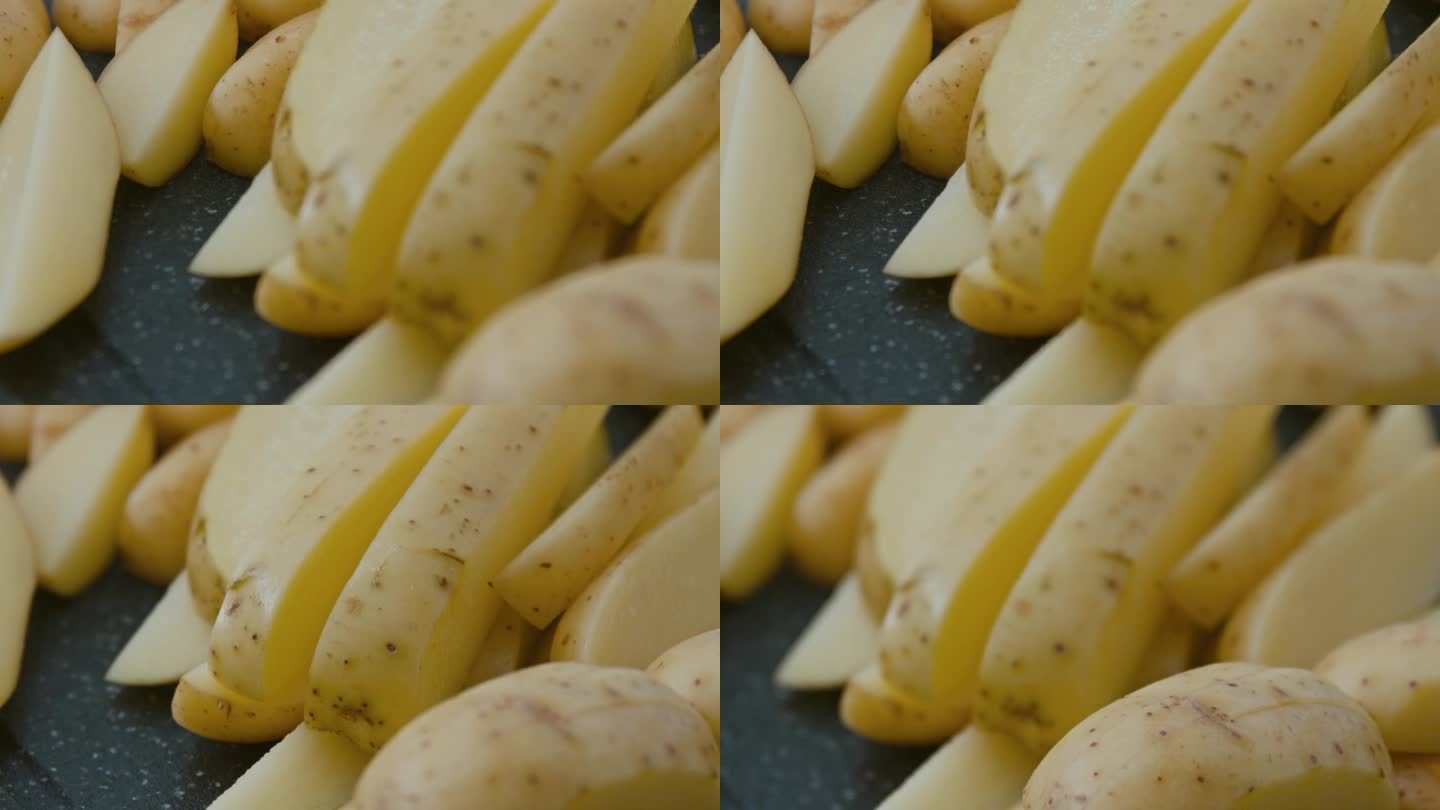 图片细节-土豆切成块在砧板上