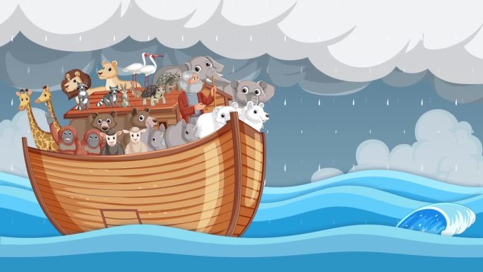 诺亚方舟在风暴中航行