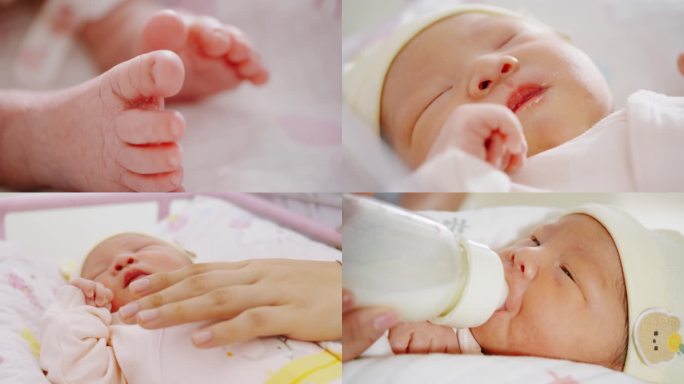 婴儿哭新生儿儿科护理产科妇幼新生儿喝奶瓶
