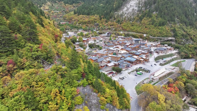 四川九寨沟树正寨秋景航拍