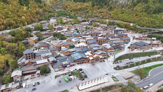 四川九寨沟树正寨秋景航拍