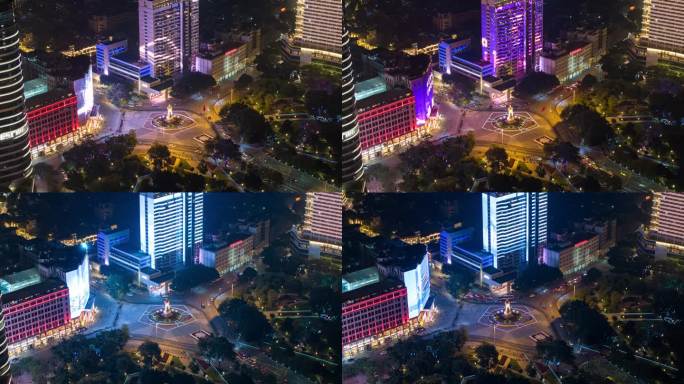 【延时4K】航拍广州海珠广场夜景解放路