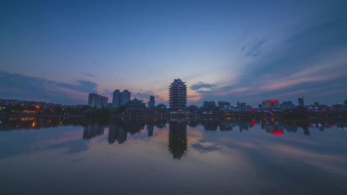 四川省眉山市远景楼夕阳大范围延时