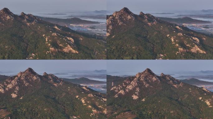 航拍山东荣成石岛赤山风景区秋天风景