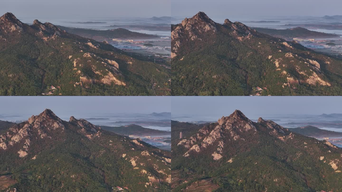 航拍山东荣成石岛赤山风景区秋天风景