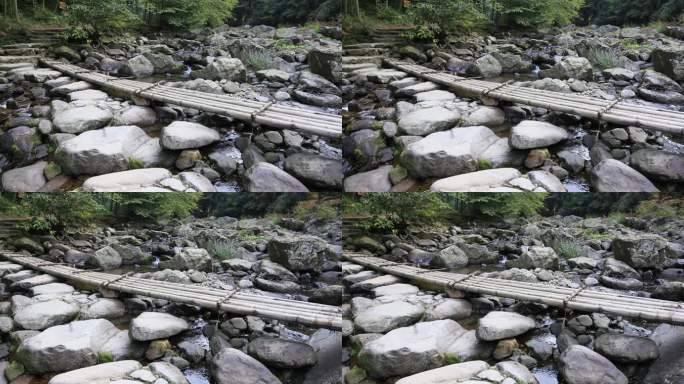 山涧里的竹桥