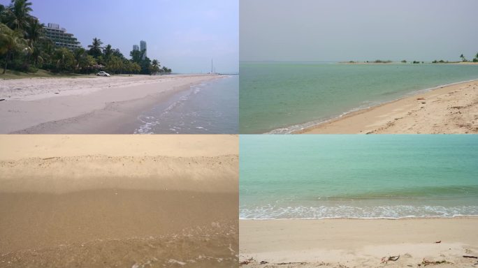 4K实拍夏日海边沙滩碧绿的海浪